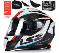 LS2 FULL FACE ECE22.06 DUAL VISOR MOTORCYCLE MOTORBIKE HELMET STORM-II RACER RED