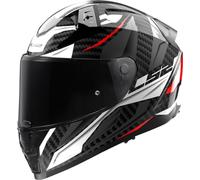 LS2 Full Face Motorcycle Helmet. FF811 Vector II Carbon. ECE 22.06. Savage Gloss White Red Greyw. L