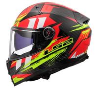 LS2 Full Face Motorcycle Helmet. FF811 Vector II Carbon. ECE 22.06. Tantic Gloss Red Red H-V Yellow. M