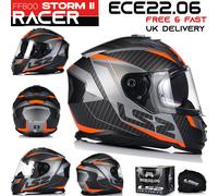 LS2 Full Face Motorcycle Motorbike ACU Touring Helmet FF800 STORM RACER Orange