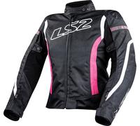LS2 Gate waterproof Ladies Motorcycle Textile Jacket, black-white-pink, size 2XL for Women