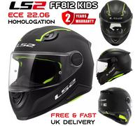 LS2 Kids Full Face ECE22.06 Youth Motorcycle Motorbike Helmet FF812 Matt Black