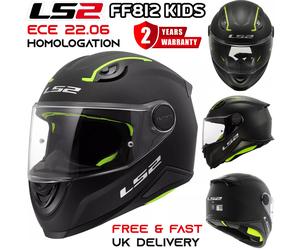 LS2 Kids Full Face ECE22.06 Youth Motorcycle Motorbike Helmet FF812 Matt Black