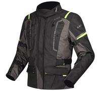LS2 Narvik waterproof Ladies Motorcycle Textile Jacket, black-grey-yellow, size 3XL for Women