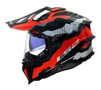 LS2 MX701 Explorer Carbon Trick Motocross Helmet, white-red, size 2XL for Men