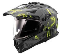 LS2 MX702 Pioneer II Crazy Motocross Helmet, grey-yellow, size XL