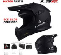 LS2 MX708 Fast 2 ECE 22.06 Motocross Motorcycle Helmet Solid Matt Black