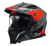 LS2 Motorcycle Helmet OF606 DRIFTER - Devor - Silver Titanium Red - Open Faced With Removable Mask Motorbike Helmet (S) (55-56cm)
