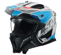 LS2 Motorcycle Helmet OF606 DRIFTER - Devor - White Blue - Open Faced With Removable Mask Motorbike Helmet (2XL) (63-64cm)