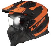 LS2 Motorcycle Helmet OF606 DRIFTER - Mud - Black Orange - Open Faced With Removable Mask Motorbike Helmet
