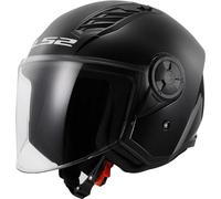 LS2 OF616 AIRFLOW GLOSS BLACK OPEN FACE SCOOTER MOTORCYCLE HELMET + FLIP VISOR