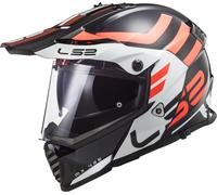 LS2 MX436 Pioneer Evo Adventurer Motocross Helmet, black/white/orange, size XS (53/54)