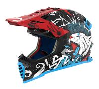 LS2 MX437 Fast Evo II Mini Starmaw Kids Motocross Helmet, black-red-blue, size L