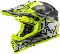 LS2 MX437 Fast Evo Crusher Motocross Helmet, black-yellow, size S for Men