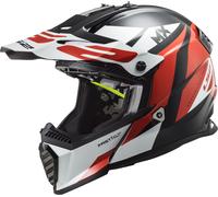 LS2 MX437 Fast Evo Strike Motocross Helmet, black-white-red, size XS for Men