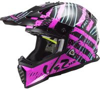 LS2 MX437 Fast Evo Verve Motocross Helmet, black-pink, size 2XL for Men