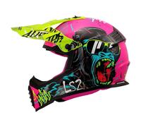 LS2 MX437 Fast Evo II Mini Gorilla Kids Motocross Helmet, pink/neon yellow/turquoise, size Y/L (51/52)