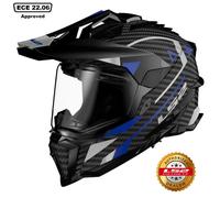 LS2 MX701 Explorer Carbon Adventure Motocross Helmet, carbon-blue, size XS for Men