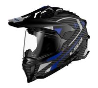 LS2 MX701 Explorer Carbon Adventure Motocross Helmet, carbon-blue, size S for Men