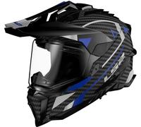 LS2 MX701 Explorer Carbon Adventure Motocross Helmet, carbon-blue, size L for Men