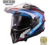 LS2 MX701 Explorer Carbon Frontier II Motocross Helmet, white-red-blue, size XS for Men