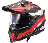 LS2 MX701 Explorer Carbon Trick Motocross Helmet, white-red, size 2XL for Men