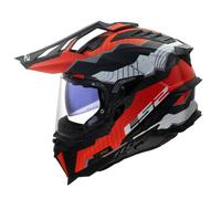 LS2 MX701 EXPLORER CARBON TRICK MX-Helm matt weiss-rot 3XL