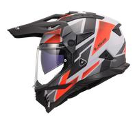 LS2 MX702 Pioneer 2 Adventure Motorbike Motorcycle Helmet Block Grey / Red