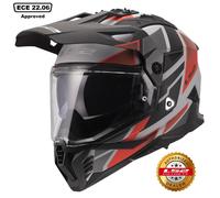 LS2 MX702 Pioneer II Block Enduro Helmet, grey/red, size M (57/58)