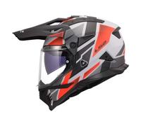 LS2 MX702 Pioneer 2 Adventure Motorbike Motorcycle Helmet Block Grey / Red