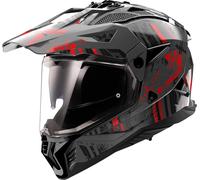 LS2 MX702 Pioneer II Crazy Motocross Helmet, black-grey-red, size S for Men