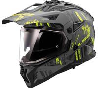 LS2 MX702 Pioneer II Crazy Motocross Helmet, grey matt/neon yellow, size S (55/56)