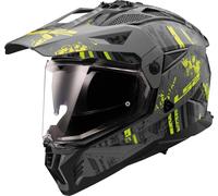 LS2 MX702 Pioneer II Crazy Motocross Helmet, grey-yellow, size 3XL for Men