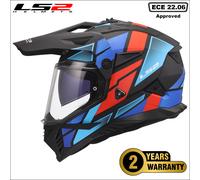 LS2 MX702 PIONEER II DUAL VISOR ADVENTURE OFF ROAD MOTORBIKE HELMET BLACK BLUE