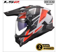 LS2 MX702 PIONEER II DUAL VISOR ADVENTURE OFF ROAD MOTORBIKE HELMET GREY RED