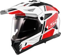 LS2 MX702 Pioneer II Hill Motocross Helmet, white-red, size XL for Men