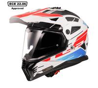 LS2 MX702 Pioneer II Namib Motocross Helmet, white-red-blue, size M