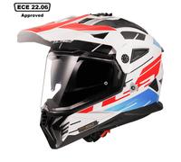 LS2 MX702 Pioneer II Namib Motocross Helmet, white-red-blue, size XL