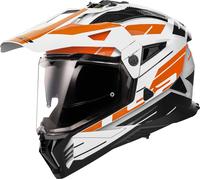 LS2 MX702 Pioneer II Namib Motocross Helmet, white-orange, size XL for Men