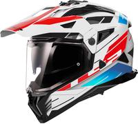 LS2 MX702 Pioneer II Namib Motocross Helmet, white-red-blue, size XL for Men