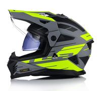 LS2 Helmets Motorcycle Helmet MX702 Pioneer II Namib - Matt Grey/Hi-Vis Yellow ECE22.06 Men's 2XL