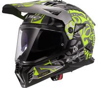 LS2 MX702 Pioneer II Rangi Motocross Helmet, grey-yellow, size S for Men