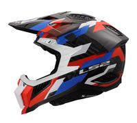 LS2 MX703 X-Force Phantom Motocross Helmet, white-red-blue, size XL for Men