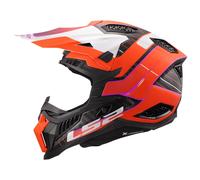 LS2 MX703 X-Force Galuo Carbon Motocross Helmet, white-orange, size L for Men
