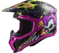 LS2 MX703 X-Force Fireskull Carbon Motocross Helmet, black-purple, size M for Men