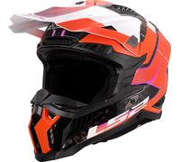 LS2 MX703 X-Force Galuo Carbon Motocross Helmet, white-orange, size XL for Men