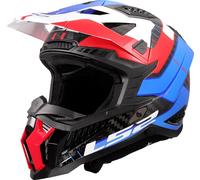 LS2 MX703 X-Force Galuo Carbon Motocross Helmet, white/red/blue, size XXL (63/64)