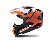 LS2 MX703 X-Force Galuo Carbon Motocross Helmet, white-orange, size M for Men