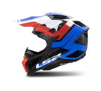 LS2 MX703 X-Force Galuo Carbon Motocross Helmet, white-red-blue, size M for Men