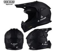 LS2 MX708 Fast II Solid Motocross Helmet, black, size L for Men
